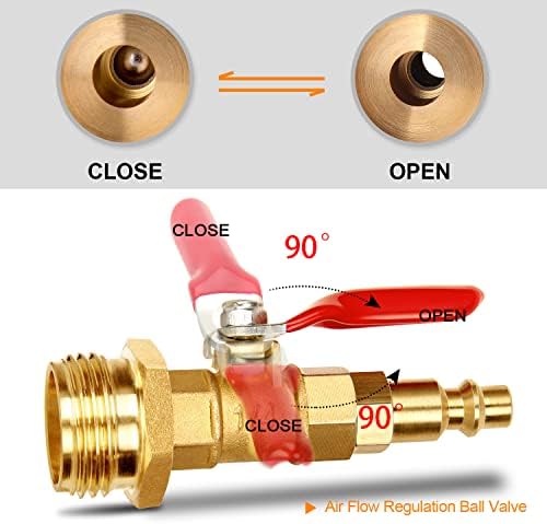 Dual Purpose Winterize Adapter with Quick Plug&3/4" GHT Thread, Brass Made Winterizing Quick Fitting with Ball Valve, Easy Blow Out Water to Winterize RV/camper/boat/trailer/Garden Hose Water Lines - Image 4