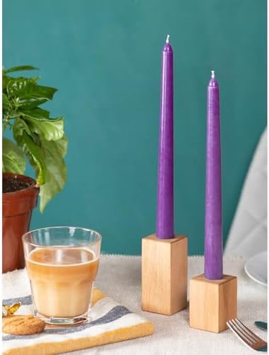 CANDWAX 12 inch Purple Taper Candles Set of 12 - Unscented Smokeless Dripless Tapered Candle Sticks - Taper Candlesticks for Special Occasions and Ordinary Dinners - Purple Tapered Candles - Image 5