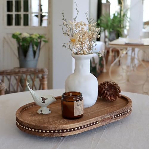 Decor Decorative Round Tray 11.81in for Home Decor for Coffee Table Farmhouse Kitchen Table Living Room Bathroom Centerpiece Tray Decor Oval Rustic - Image 4