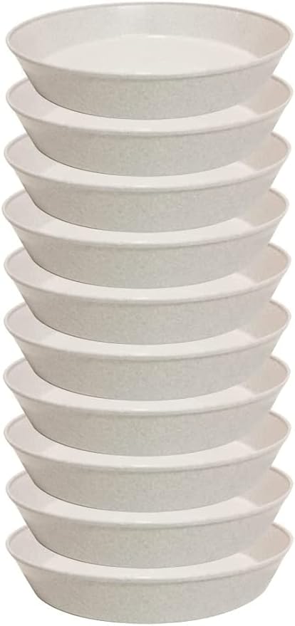 10 Inch (8.3 Inch Base) Case of 10 Plant Saucers | Polypropylene, Heavy Duty Indoor/Outdoor, Drip Pan & Tray, Collects Excess Water, Made in USA