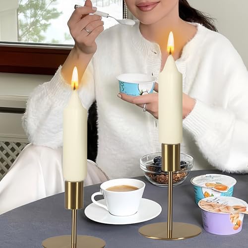 NJAO HOO Ivory Short Taper Candle 5 Inch Candlesticks Unscented Dripless Tapered Candle Set for Home Decor Wedding Party Dinner Candles, 4 Pack - Image 5