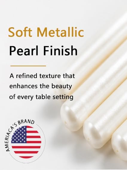Metallic Pearl White Taper Candles for Wedding Table Centerpieces - Image 6