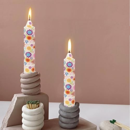 7 inch Short Candle Floral Candle Sticks Printed Candlestick Handmade Unscented Taper Candle 4 Pack Sunflower Tapered Candles for Home Dinner Wedding Holiday - Image 6