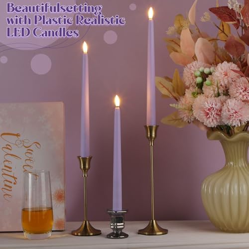 Macarrie 24 Packs Flameless Taper Candles Battery LED 11",Lavender Purple - Image 2