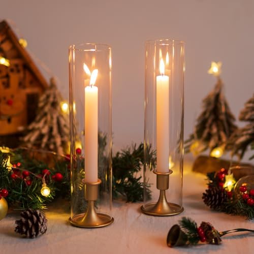 Romadedi Hurricane Candlestick Holders Gold, Taper Candle Holder, Set of 10 - Image 2