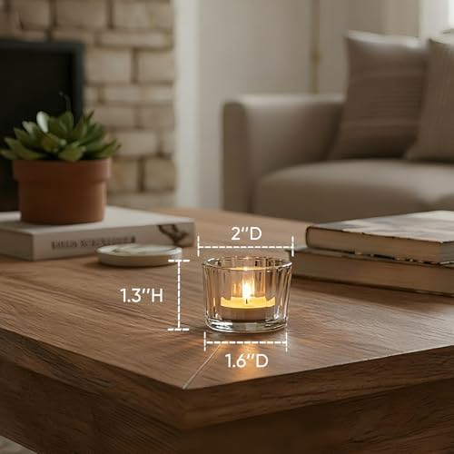 Homemory 24 Pcs Tealight Candle Holders, Clear Votive Candle Holders, Glass Candle Holder for Table Centerpiece, Wedding, Baby Shower, Birthday, Party, Halloween, Christmas - Image 2