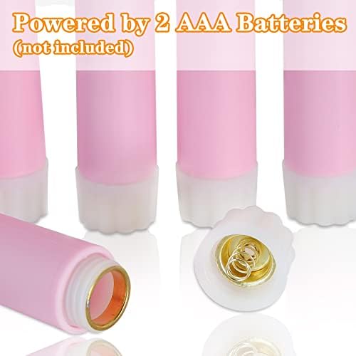Pastel Pink Flameless Taper Candles with Remote Timer Set of 12 - Image 3