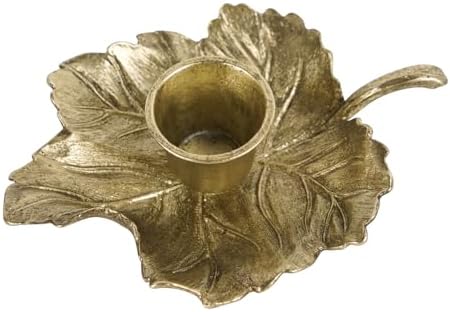 NIKKY HOME Vintage Gold Leaf Taper Candlestick Holders Set of 2, Fall Decor - Image 5
