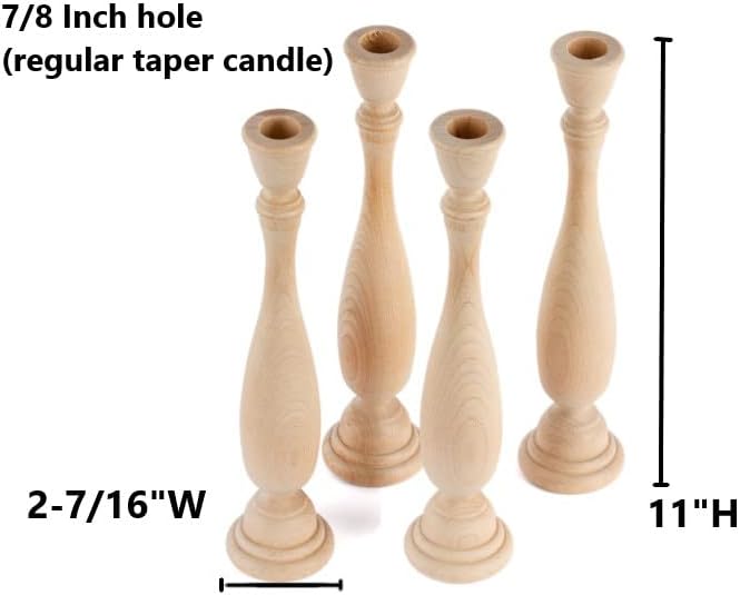 Unfinished Natural Wood Large Candle Sticks Set by Factory Direct Craft - Set of 4 Wooden Candle Holders for DIY Crafts and Decorating Made in USA (Sizes 11" H) - Image 3
