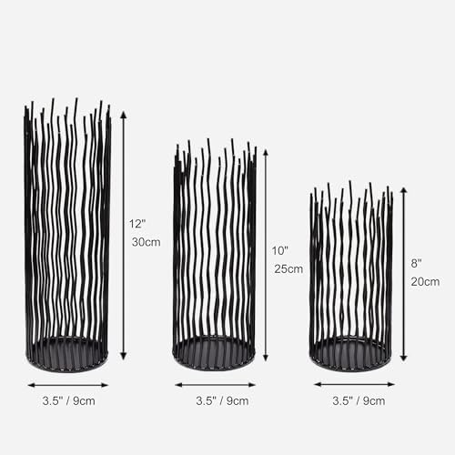 Candle Holders Set of 3 Black Metal Iron Pillar Candlestick Modern Indoor and Outdoor Candlestick Holders for Table Centerpiece Fireplace Mantel Decoration,Home,Party, Wedding,Dining Room Decor - Image 4