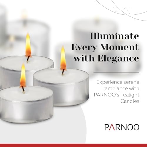 100 Pack Tealight Candles in Metal Cups - Clean White Unscented with 6 Hour Long Burning Time - Votive Candles Bulk for Romantic Dinner, Weddings, Spa & Hotels by PARNOO - Image 2