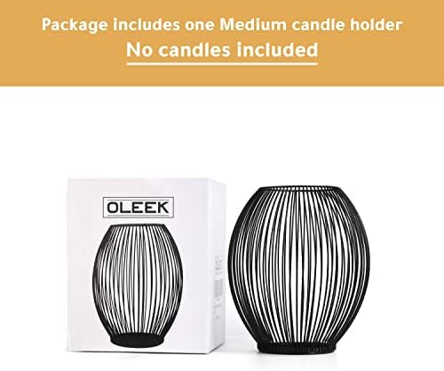 OLEEK Small Outdoor Candle Holders for Patio - Pillar Candle Holder - Black Wire Candle Holder for Table Centerpiece - Iron Lantern Decorative Candles - Farmhouse Decor Fireplace Metal Candle Holders - Image 3