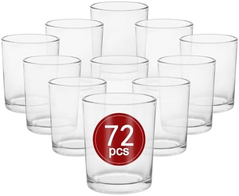 72pcs Clear Glass Tea Light Holders - Votive Candle Holders Bulk for Weddings Events - Glass Votives for Wedding Centerpieces, Christmas, Thanksgiving - Candle Accessories Decor (72, Clear) by BTGLLAS