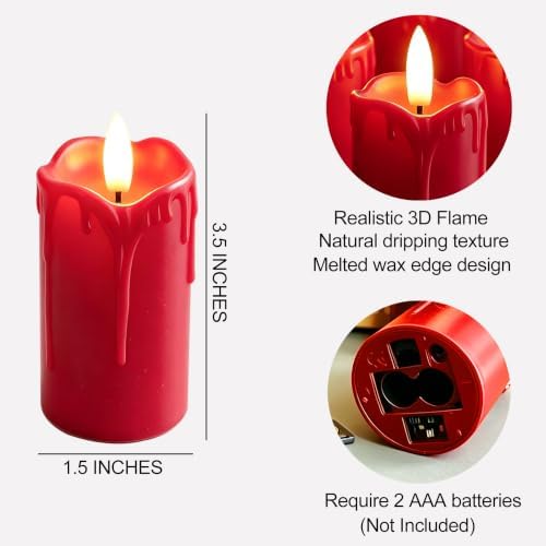 6 PCS Flameless Votive Candles with Timer Battery Operated Red - Image 5
