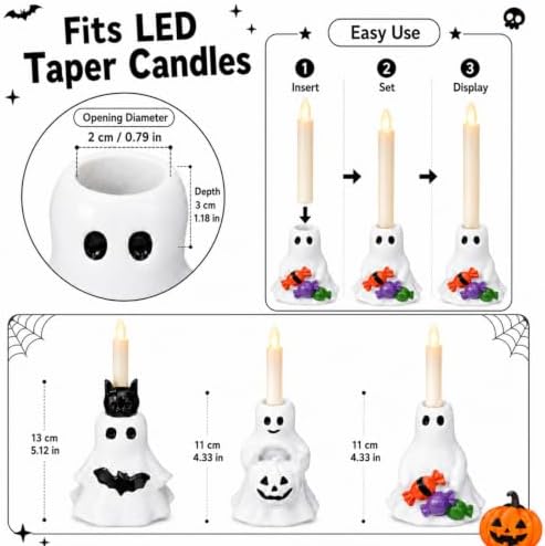 Havawish 3 Pcs Halloween Ghost Candlestick Holder Cute Ghost Candle Holder - Image 2