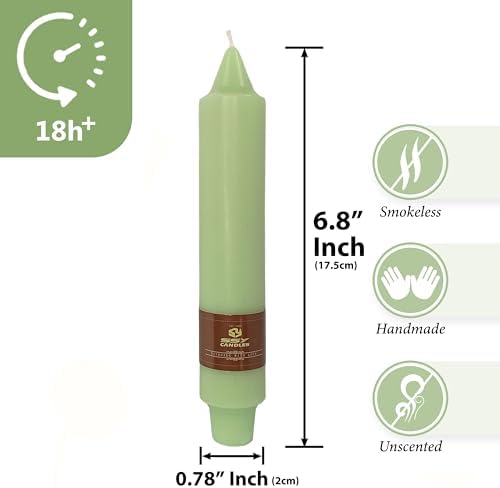 Green Taper Candle Candle Sticks, 7 Inch Mini Pillar Candles, 4PCS Handmade Unscenteds Candlesticks for Festive, Party, Spell, Wedding, Home Decor - Image 2