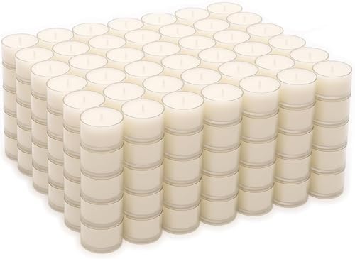 Stonebriar Tea Light Candles — 8 Hour Burn Time, Unscented Long-Lasting Clear Cup Candles for Home Décor & Special Occasions, Pack of 192, White by StonebriarCollection