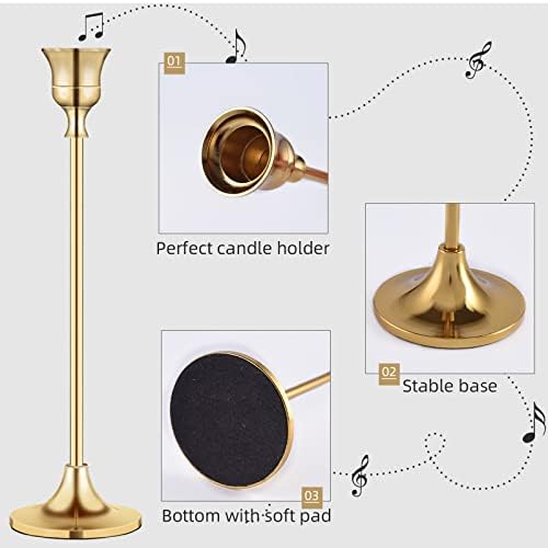 Candlestick Holders,Taper Candle Holder for Candlesticks Gold Brass Vintage Candle Stick Candle Holders Candelabra Candle Holder for Fireplace Party Dining Home - Image 3