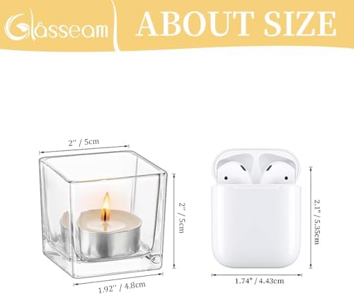 Glasseam Glass Votive Candle Holders Bulk, 24 Pcs Square Tealight for Decor - Image 5
