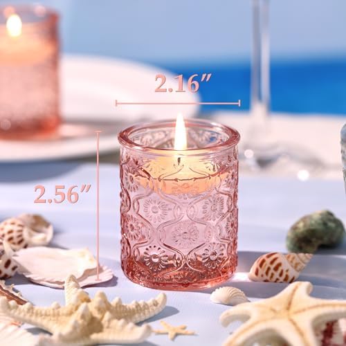 Volens 24pcs Pink Votive Candle Holders for Table Centerpiece, 2.16"x2.65"H - Image 2
