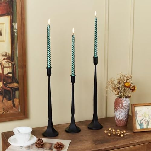 Iron Taper Candle Holder Set of 3 15.5” 14” 12” Decorative Modern Vintage Metal Tall Candlestick Holders for Wedding, Dinning Table,Mantle, Party Decoration (3, Black) - Image 7