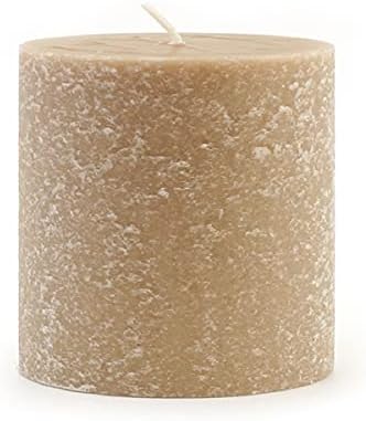 Root Candles Unscented Pillar Candles Beeswax Enhanced Textured Timberline™ Pillar Candle, 3 x 3-Inch, Taupe by RootCandles