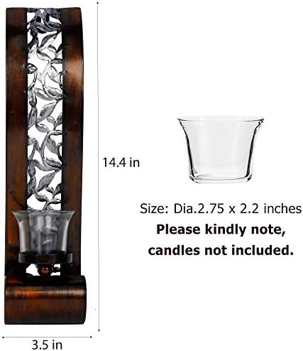 Shelving Solution Wall Sconce 14.4 x 3.5 Inch, with Tea Light Candle Holder Antique Bronze Style Metal Wall Art Decorations for Living Room, Bathroom, Dining Room and Office, Set of 2 - Image 2