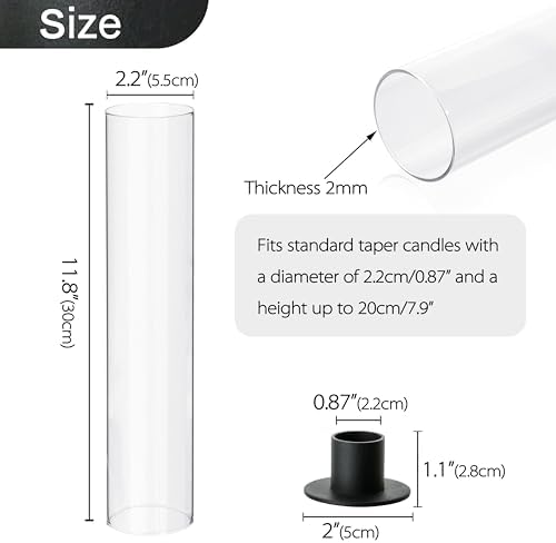 Vixdonos Glass Hurricane Candle Holder with Metal Candle Stand Set of 6 Modern Taper Candlestick Holders 11.8 inch Tall Candleholder for Wedding Party Table Centerpiece Outdoor - Image 2