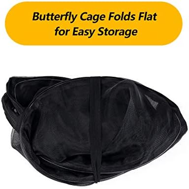 30" Heavy Duty Monarch Butterfly Habitat, Outdoor Collapsible Insect Mesh Cage Terrarium Pop-up with Zipper Protection (Black) - Image 6