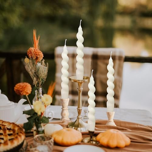 Smokeless Short Candles Elegant Ivory Twisted Spiral Candles 7.5 Inch Unscented Candlesticks Handmade Taper Candles 4 Pcs for Holiday Gifts Romantic Dinner Decoration - Image 6