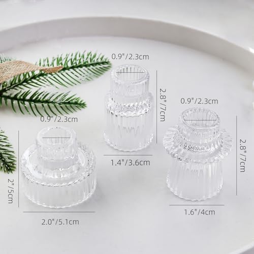 Ribbed Glass Candlestick Holders 6PCS Clear Candle Stick Holders for Tealight Taper Candles Dining Table Centerpieces Holiday Decoration - Image 4