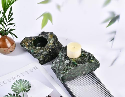 AMOYSTONE Emerald Rough Stone Candle Holder Heavy Natural Decor - Image 6