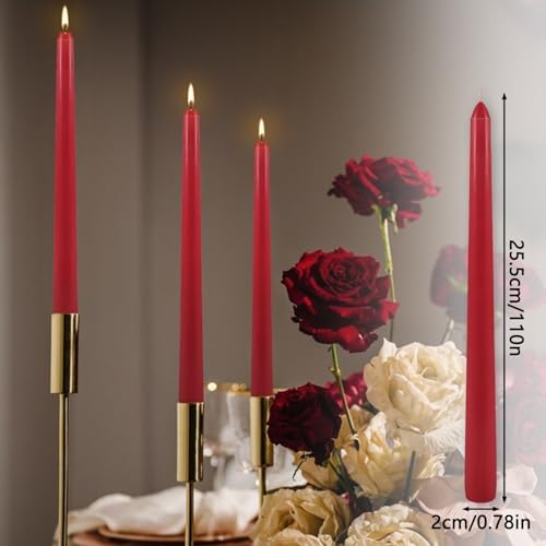24Pack Red Taper Candles-10 Inch Dripless, Unscented Dinner Candle- Smokeless and Dripless, Long Burning time, Paraffin Wax with Cotton Wicks for Home Décor,Christmas, Wedding, Party,Candlesticks - Image 7