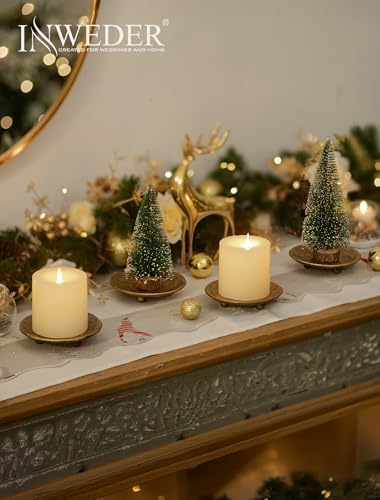 Gold Pillar Candle Holder: 4.6" Cast Iron Candle Tray and Plate - Image 4