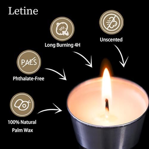 Letine 36-Pack Glass Votive Holders & White Tealights – Clean-Burning Smokeless Dripless Unscented Candles for Wedding Decor, Home Ambiance, Shabbat Dinner, Engagement & Everyday Use - Image 3