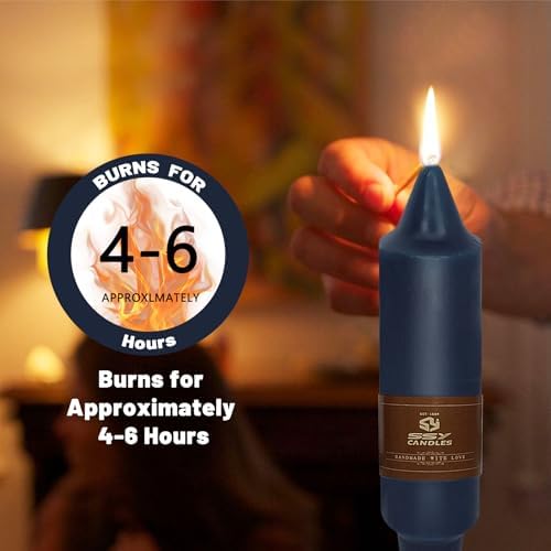 NJAO HOO Navy Short Taper Candle 5 Inch Candlesticks Unscented Dripless Tapered Candle Set for Home Decor Wedding Party Dinner Candles, 4 Pack - Image 5