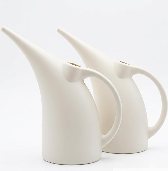 2 Pack Watering Can 1/2 Gallon - Small Watering Can for Indoor Plants - Outdoor Watering Can - White Plant Waterer - Plastic Watering Can for Garden