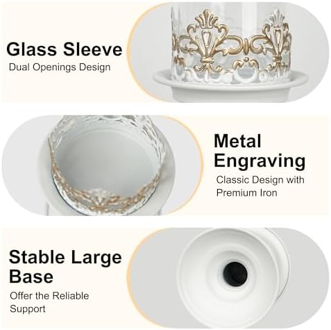 Gothic Hurricane Candle Holders for Pillar Candles, 2PCS, S+S, White - Image 3