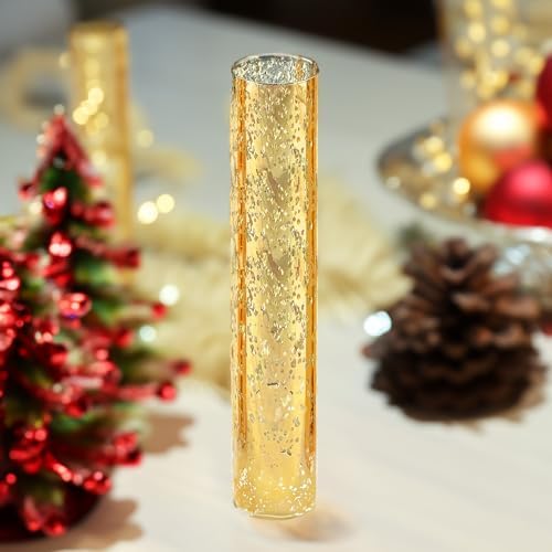 WGVI Hurricane Candle Holder Sleeve, W: 2.5", Ht: 14", Gold Speckled Glass Cylinder Open Both Ends, Chimney Tube Shade, 6 Pieces - Image 7
