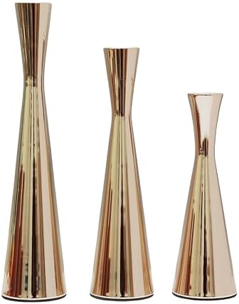 Taper Candle Holders Metal Candlestick Holders Set of 3 Table Mantel Decorative Candle Stand for Dinning,Party，Wedding,Home Decor(Gold) by Degruand
