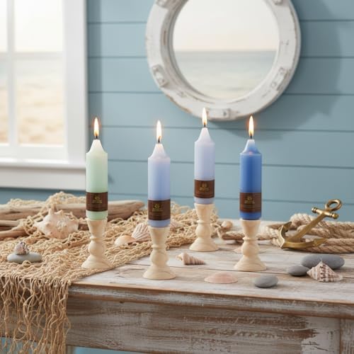 5 Inch Short Taper Candles Gradient Blue 4 PCS Handmade Candle for Dinner Household Wedding Party Home Décor Candlesticks - Image 5