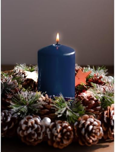 Candwax 3x6 Pillar Candles Set of 3 - Navy Blue Candles Pillar - 80-Hour Burn Time Self-Extinguishing Long Lasting Candles for Home Decor - Cone-Top Dark Blue Pillar Candles - Image 4
