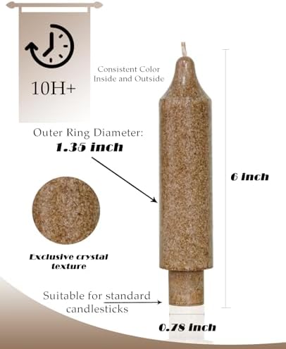 CandleSticks Brown Short Taper Candle 6 inch Dripless Tapered Candles for for Holiday Wedding Party Wax Unscented Dinner(Set of 4，Crystal) - Image 5