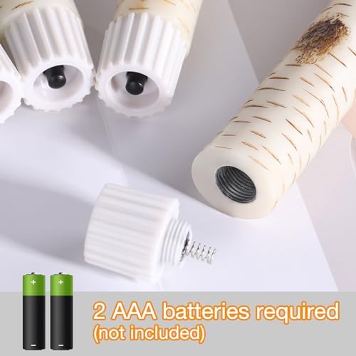 Eywamage Short Birch Bark Flameless Taper Candles with Remote Set of 6 - Image 3