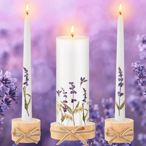 Irenare Unity Candles for Wedding Ceremony with Holder,Flower by Irenare
