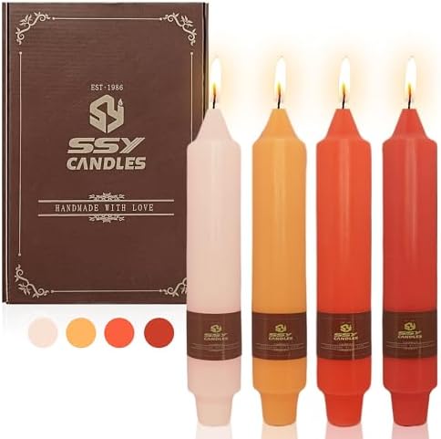 Dripless Taper Candles Orange Candlesticks,Gedengni 7 inches Long Tapered Candle Tall Candle Sticks Colorful Dinner Candles for Home Decor Wedding Holiday Party,4pcs-18ORGRA by Gedengni