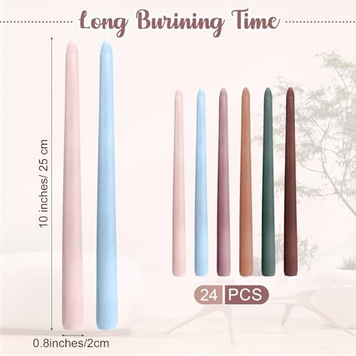 Nuanchu 24 Pcs Morandi Taper Candles, 10 Inch Tapered Smokeless - Image 2