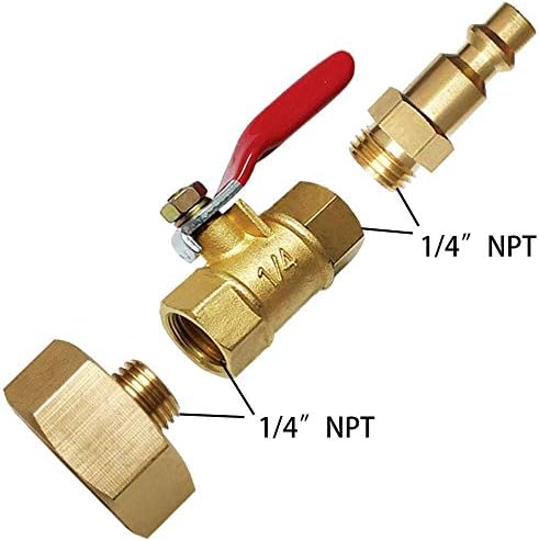 Winterize Blowout Adapter with 1/4" Male Quick Plug & 3/4" Female Garden Hose Threading, Brass Quick Fitting with Ball Valve for Blowing Out Water to Winterize Water Lines (Female GHT) - Image 5