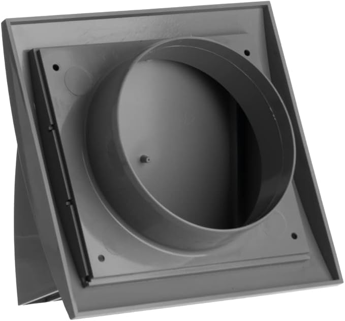 4 Inch Exhaust Hood Vent with Rain Cover and Flap - Outdoor Air Vent Cover - HVAC Exhaust Cap - ABS Plastic Grey