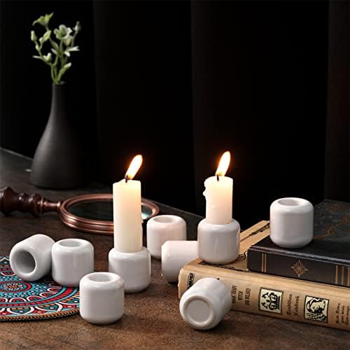 Suclain 20 Pcs 0.7 Inch Chime Candle Holder Small Candle Holders Ceramic Holder for Rituals, Spells, Vigil, Altar, Witchcraft, Wiccan Supplies (White) - Image 5